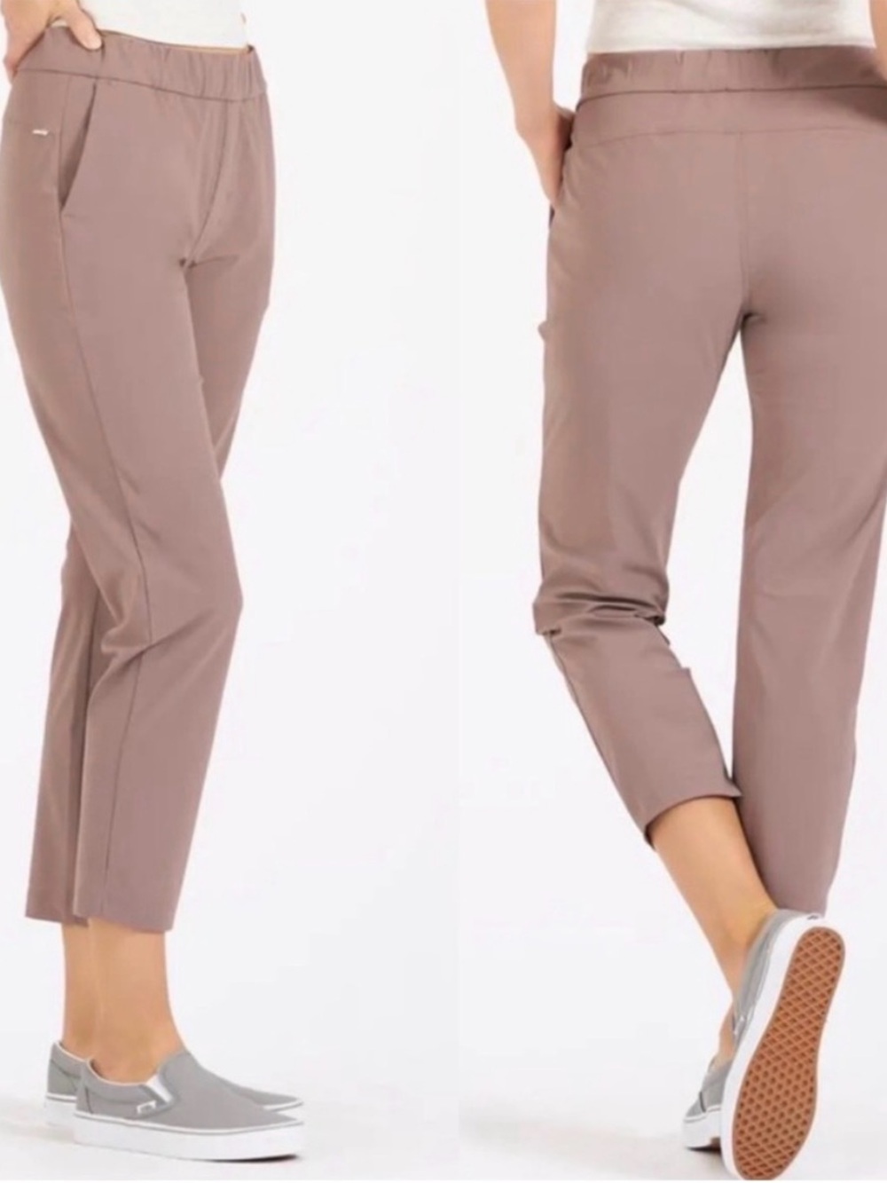 Vuori Miles Ankle Pant Joggers Womens Large Mauve Pink Elastic Waist Athleisure